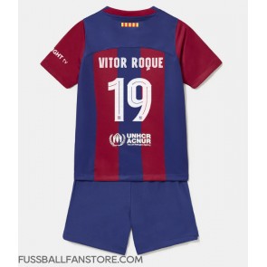 Barcelona Vitor Roque #19 Replik Heimtrikot Kinder 2023-24 Kurzarm (+ Kurze Hosen)